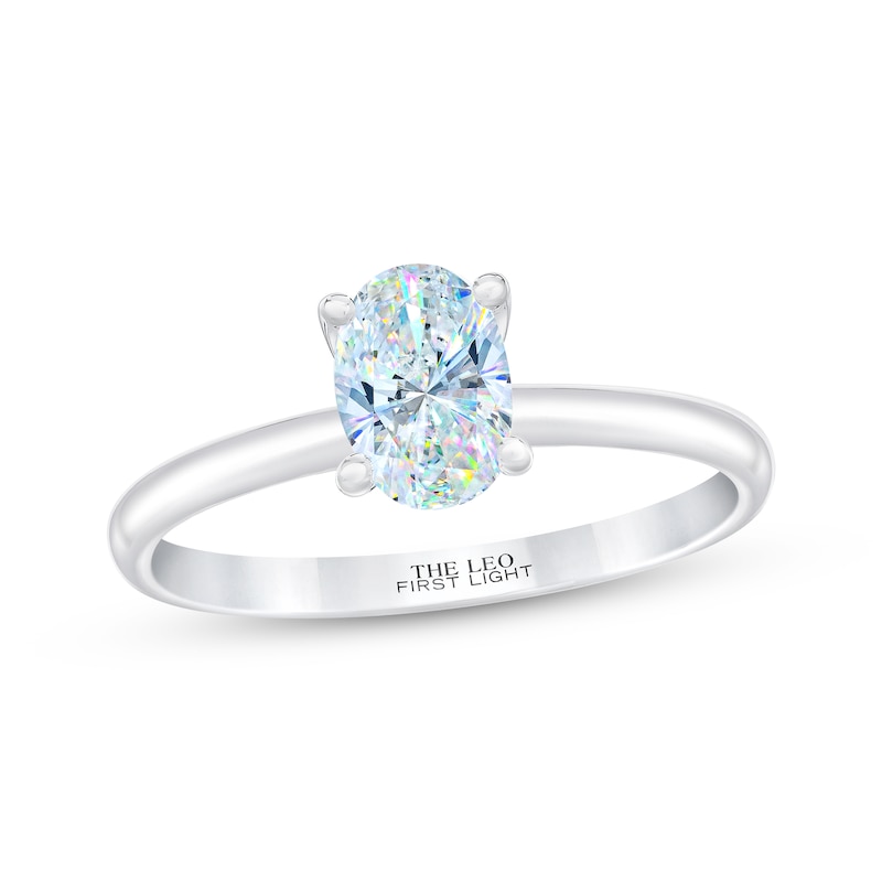 Main Image 1 of THE LEO First Light Diamond Oval-Cut Solitaire Engagement Ring 1 ct tw 14K White Gold