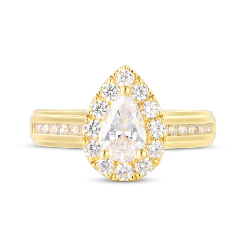 Main Image 4 of Pear-Shaped Diamond Halo Bridal Set 1-1/2 ct tw 14K Yellow Gold