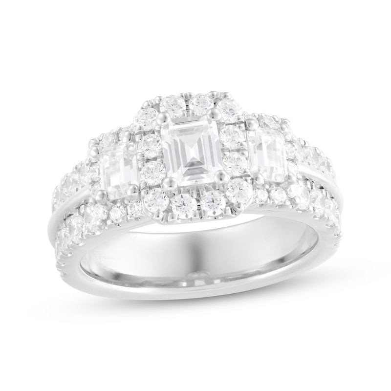 Main Image 1 of Emerald-Cut Diamond Three-Stone Engagement Ring 2 ct tw 14K White Gold