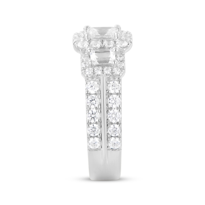 Main Image 2 of Emerald-Cut Diamond Three-Stone Engagement Ring 2 ct tw 14K White Gold