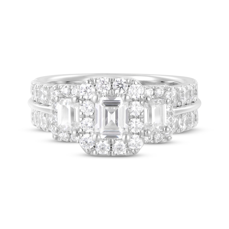 Main Image 4 of Emerald-Cut Diamond Three-Stone Engagement Ring 2 ct tw 14K White Gold