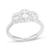 Thumbnail Image 0 of Oval-Cut Diamond Three-Stone Halo Engagement Ring 1 ct tw 14K White Gold
