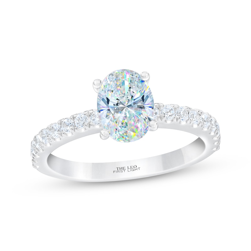 Main Image 1 of THE LEO First Light Diamond Oval-Cut Engagement Ring 1-1/4 ct tw 14K White Gold