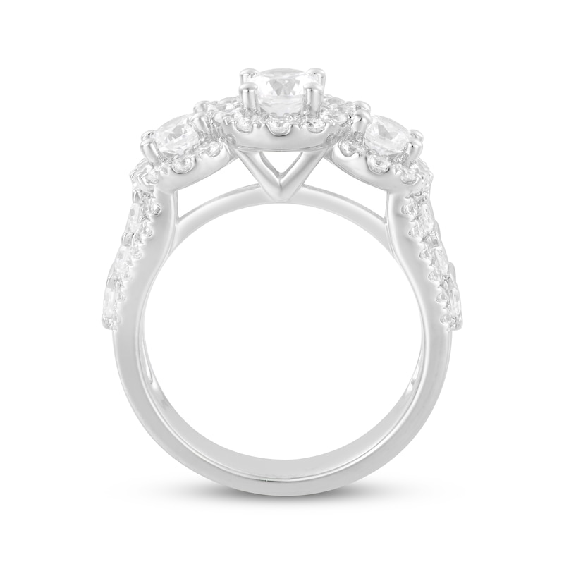 Main Image 3 of Round Diamond Three-Stone Engagement Ring 2-1/4 ct tw 14K White Gold