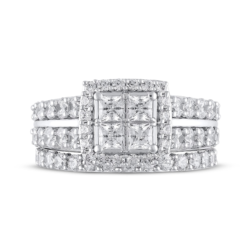 Main Image 3 of Princess-Cut Diamond Quad Bridal Set 3-1/2 ct tw 14K White Gold