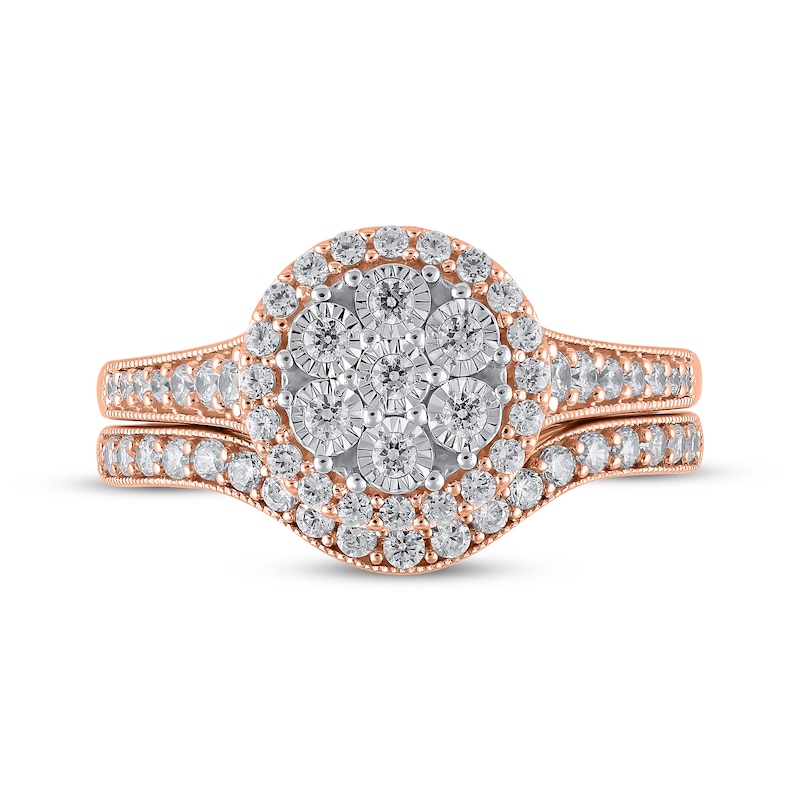 Main Image 3 of Multi-Diamond Center Bridal Set 1/2 ct tw 14K Rose Gold