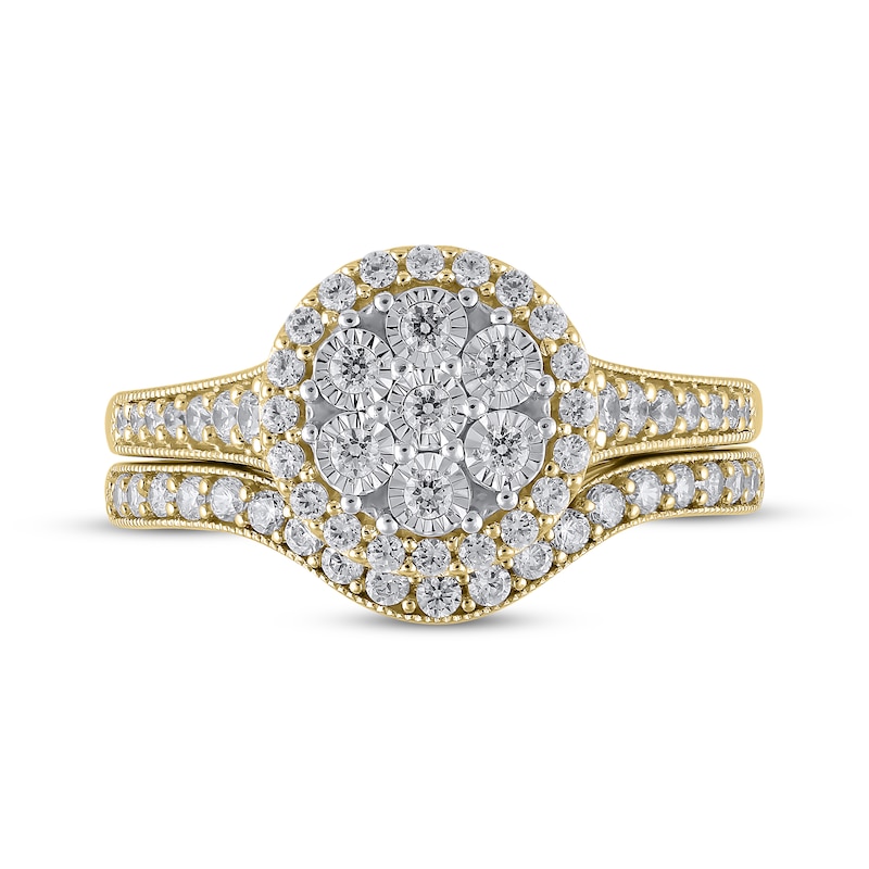 Main Image 3 of Multi-Diamond Center Bridal Set 1/2 ct tw 14K Yellow Gold