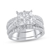 Thumbnail Image 1 of Princess-Cut Quad Diamond Three-Piece Bridal Set 2-3/4 ct tw 14K White Gold