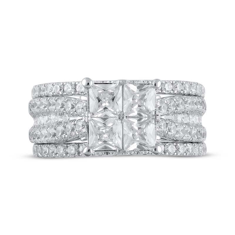 Main Image 3 of Princess-Cut Quad Diamond Three-Piece Bridal Set 2-3/4 ct tw 14K White Gold