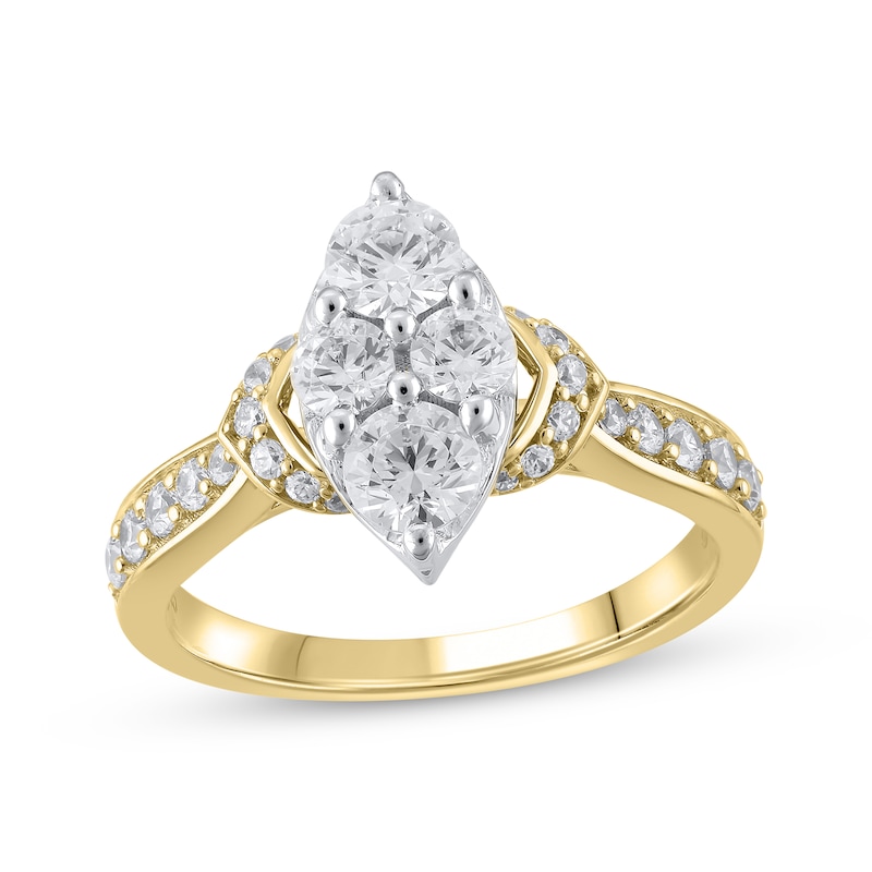 Main Image 1 of Multi-Diamond Center Marquise-Shaped Engagement Ring 1-1/4 ct tw 14K Yellow Gold