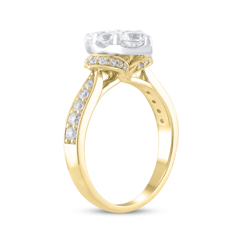 Main Image 2 of Multi-Diamond Center Marquise-Shaped Engagement Ring 1-1/4 ct tw 14K Yellow Gold