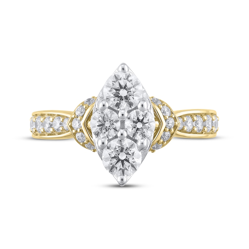 Main Image 3 of Multi-Diamond Center Marquise-Shaped Engagement Ring 1-1/4 ct tw 14K Yellow Gold