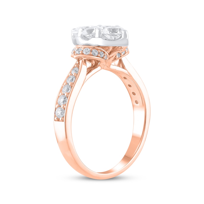 Main Image 2 of Multi-Diamond Center Marquise-Shaped Engagement Ring 1-1/4 ct tw 14K Rose Gold