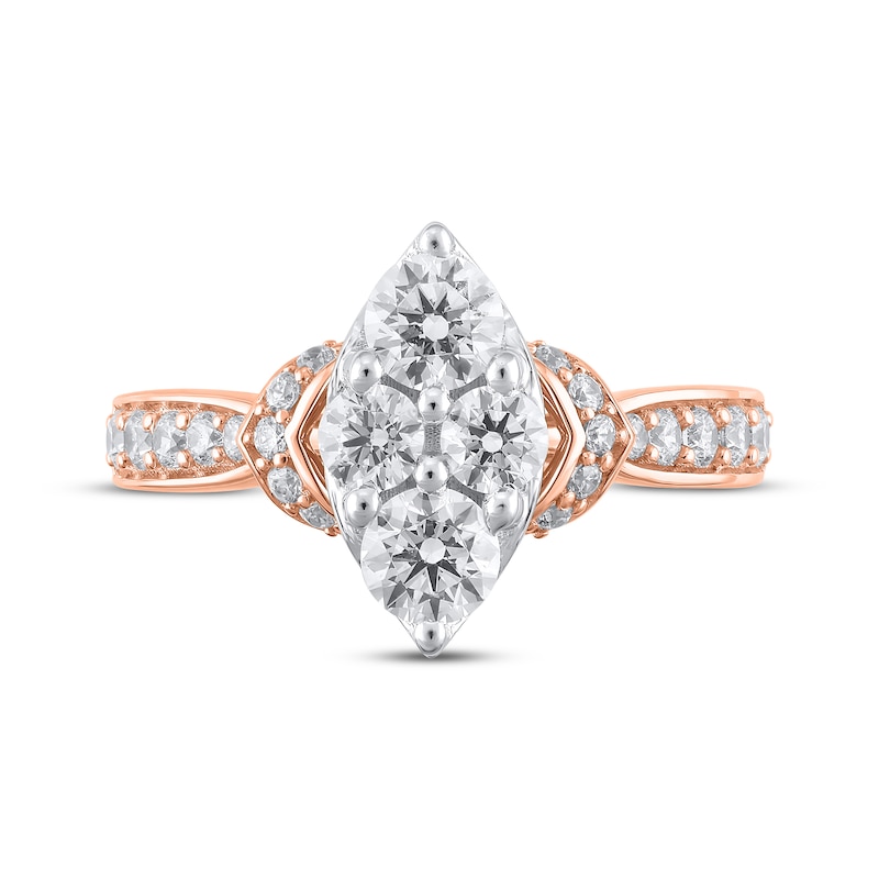 Main Image 3 of Multi-Diamond Center Marquise-Shaped Engagement Ring 1-1/4 ct tw 14K Rose Gold