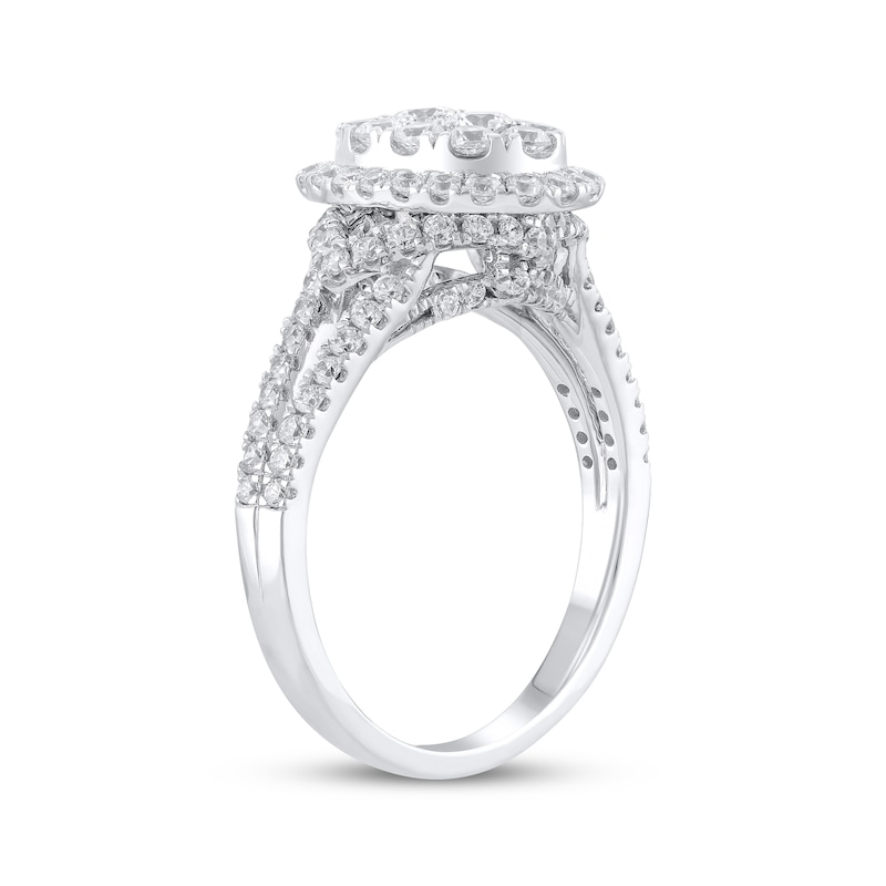 Main Image 2 of Multi-Diamond Center Oval Frame Engagement Ring 1-1/3 ct tw 14K White Gold