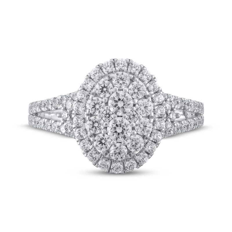 Main Image 3 of Multi-Diamond Center Oval Frame Engagement Ring 1-1/3 ct tw 14K White Gold