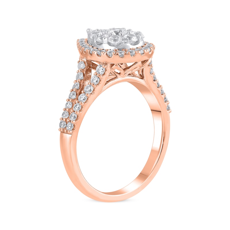 Main Image 2 of Multi-Diamond Center Pear Frame Engagement Ring 1-1/5 ct tw 14K Rose Gold