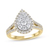 Thumbnail Image 0 of Multi-Diamond Center Pear Frame Engagement Ring 1-1/5 ct tw 14K Yellow Gold