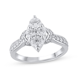 Multi-Diamond Center Marquise-Shaped Engagement Ring 1-1/4 ct tw 14K White Gold