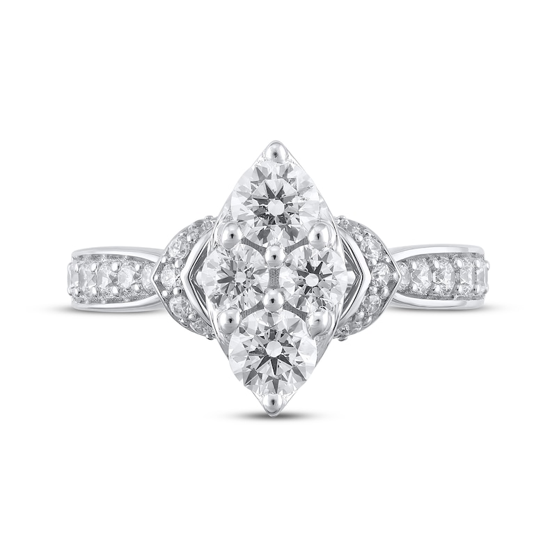 Main Image 3 of Multi-Diamond Center Marquise-Shaped Engagement Ring 1-1/4 ct tw 14K White Gold