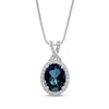 Thumbnail Image 0 of Oval-Cut London Blue Topaz & White Lab-Created Sapphire Necklace Sterling Silver 18"