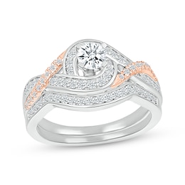 Round-Cut Diamond Bypass Bridal Set 1/2 ct tw 10K Rose Gold