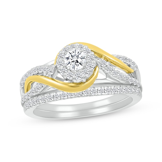 Round-Cut Diamond Bypass Bridal Set 5/8 ct tw 10K Two-Tone Gold