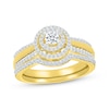 Thumbnail Image 1 of Round-Cut Diamond Double Halo Bridal Set 1/2 ct tw 10K Yellow Gold