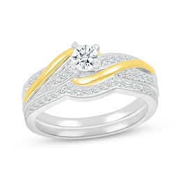 Round-Cut Diamond Swirl Bridal Set 1/2 ct tw 10K Two-Tone Gold