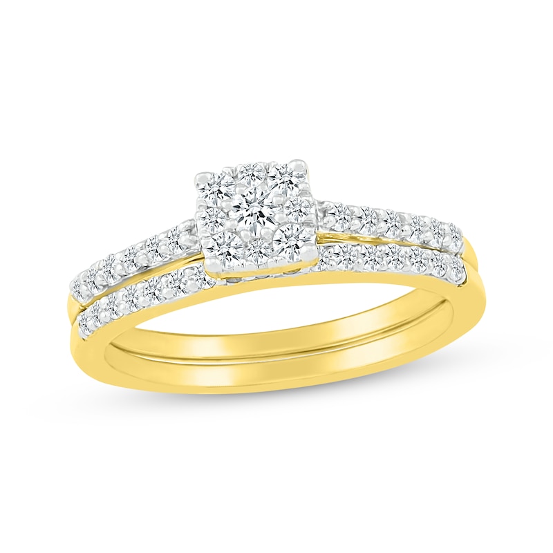 Multi-Diamond Round-Cut Bridal Set 1/2 ct tw 10K Yellow Gold | Kay Outlet