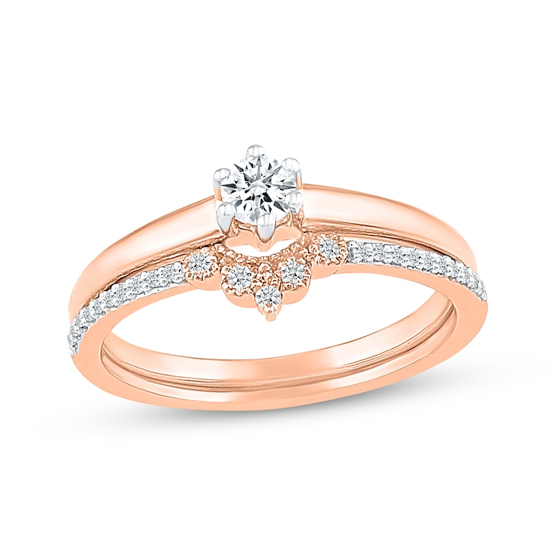 Main Image 1 of Round-Cut Diamond Bridal Set 1/4 ct tw 10K Rose Gold