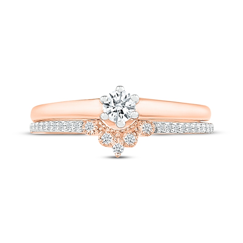 Main Image 4 of Round-Cut Diamond Bridal Set 1/4 ct tw 10K Rose Gold