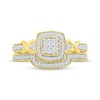 Thumbnail Image 4 of Multi-Diamond Cushion Halo Frame Bridal Set 1/3 ct tw Round-Cut 10K Yellow Gold