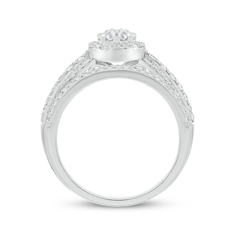 Main Image 3 of Multi-Diamond Pear-Shaped Bridal Set 7/8 ct tw Round-Cut 10K White Gold