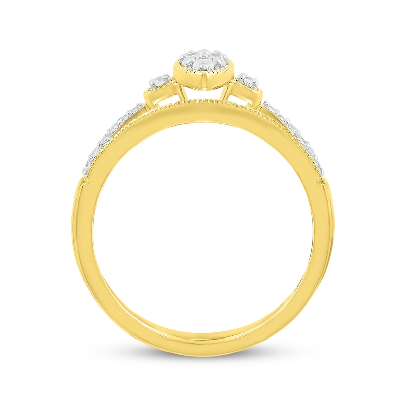 Main Image 3 of Multi-Diamond Marquise-Shaped Bridal Set 1/4 ct tw Round-Cut 10K Yellow Gold