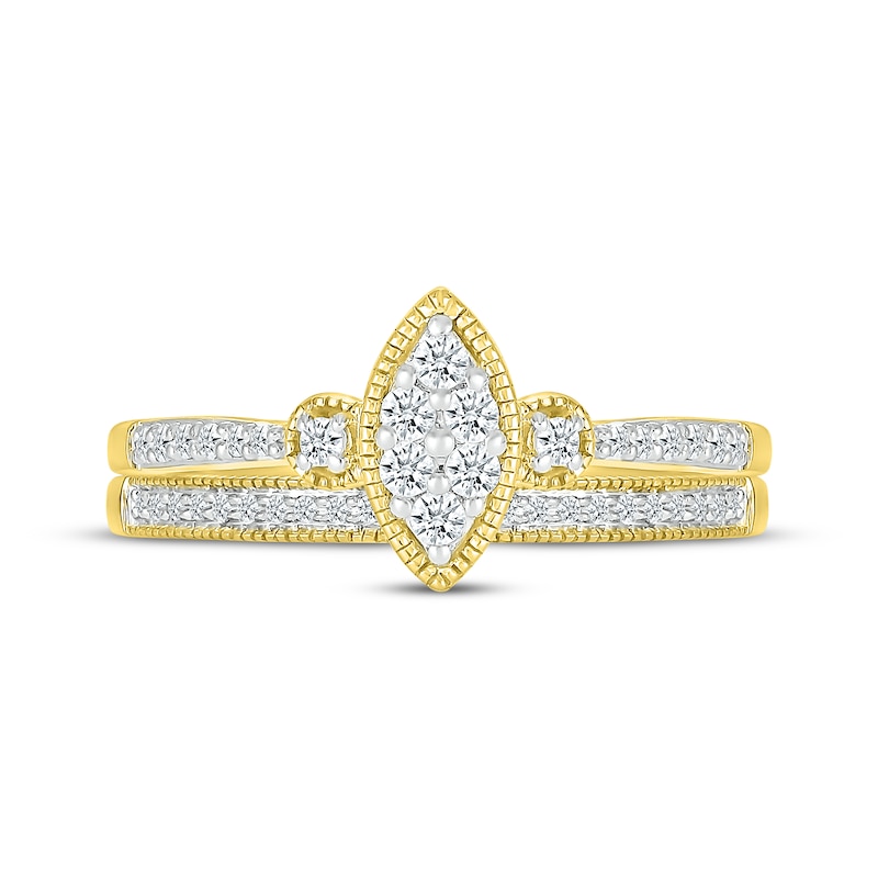 Main Image 4 of Multi-Diamond Marquise-Shaped Bridal Set 1/4 ct tw Round-Cut 10K Yellow Gold