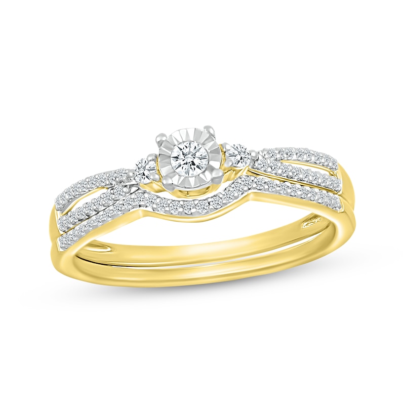 Main Image 1 of Round-Cut Diamond Bridal Set 1/6 ct tw 10K Yellow Gold