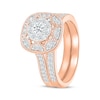 Thumbnail Image 2 of Round-Cut Diamond Halo Cushion Frame Bridal Set 5/8 ct tw 10K Rose Gold