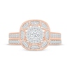 Thumbnail Image 4 of Round-Cut Diamond Halo Cushion Frame Bridal Set 5/8 ct tw 10K Rose Gold