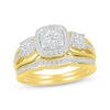 Thumbnail Image 1 of Multi-Diamond Cushion Frame Bridal Set 5/8 ct tw Round-Cut 10K Yellow Gold