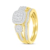 Thumbnail Image 2 of Multi-Diamond Cushion Frame Bridal Set 5/8 ct tw Round-Cut 10K Yellow Gold