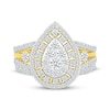 Thumbnail Image 4 of Multi-Diamond Pear-Shaped Double Frame Bridal Set 1-1/4 ct tw Round-Cut 10K Yellow Gold