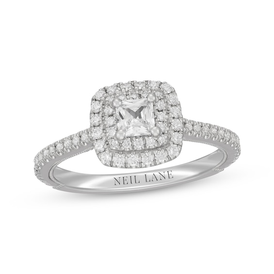 Neil Lane Princess-Cut Diamond Double Cushion Frame Engagement Ring 3/4 ct tw 14K White Gold