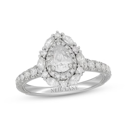 Neil Lane Pear-Shaped Diamond Double Frame Engagement Ring 1-1/3 ct tw 14K White Gold