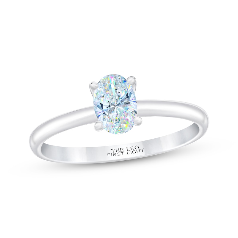 Main Image 1 of THE LEO First Light Diamond Oval-Cut Solitaire Engagement Ring 1/2 ct tw 14K White Gold (I/I1)