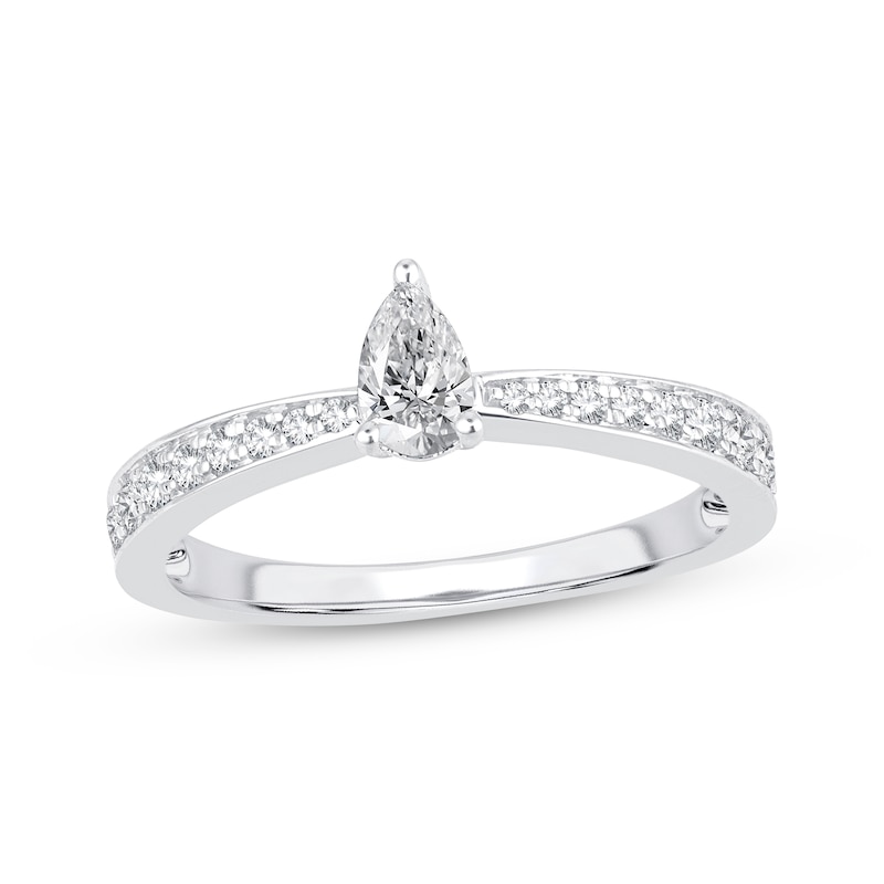 Main Image 1 of Pear-Shaped Diamond Engagement Ring 1/2 ct tw 14K White Gold & Platinum