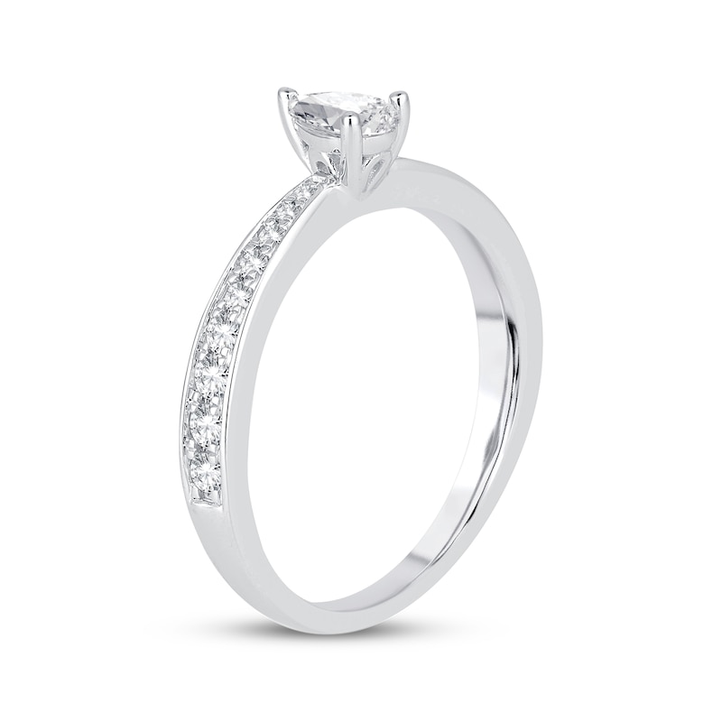 Main Image 2 of Pear-Shaped Diamond Engagement Ring 1/2 ct tw 14K White Gold & Platinum