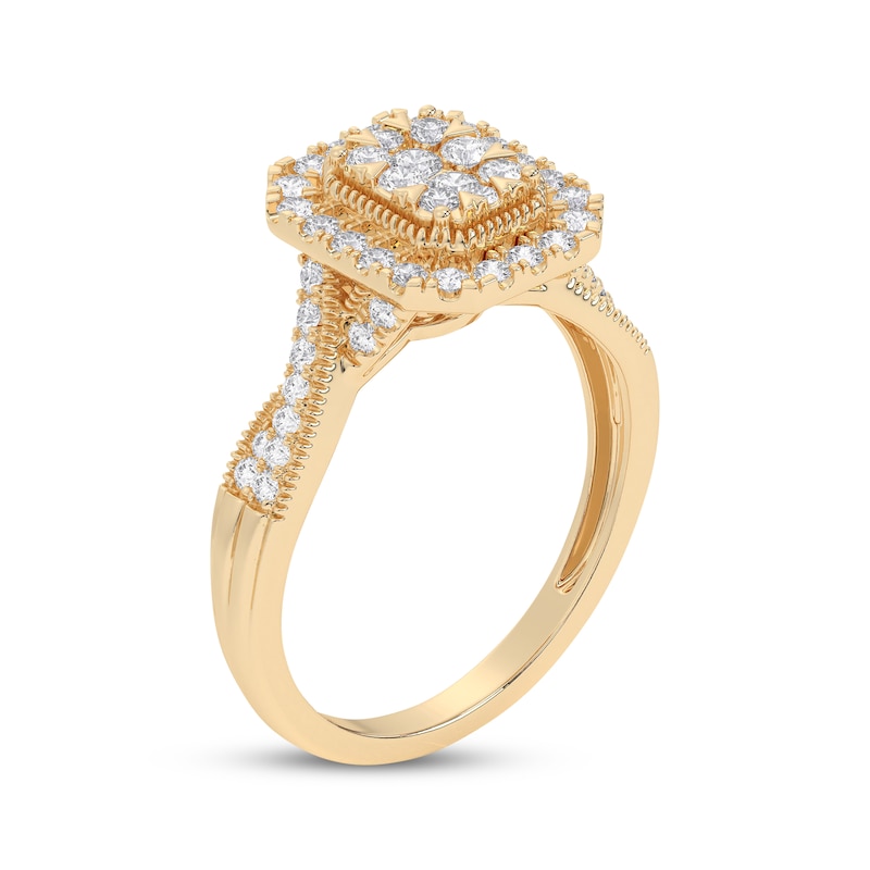 Main Image 2 of Multi-Diamond Octagon Halo Engagement Ring 1/2 ct tw 14K Yellow Gold