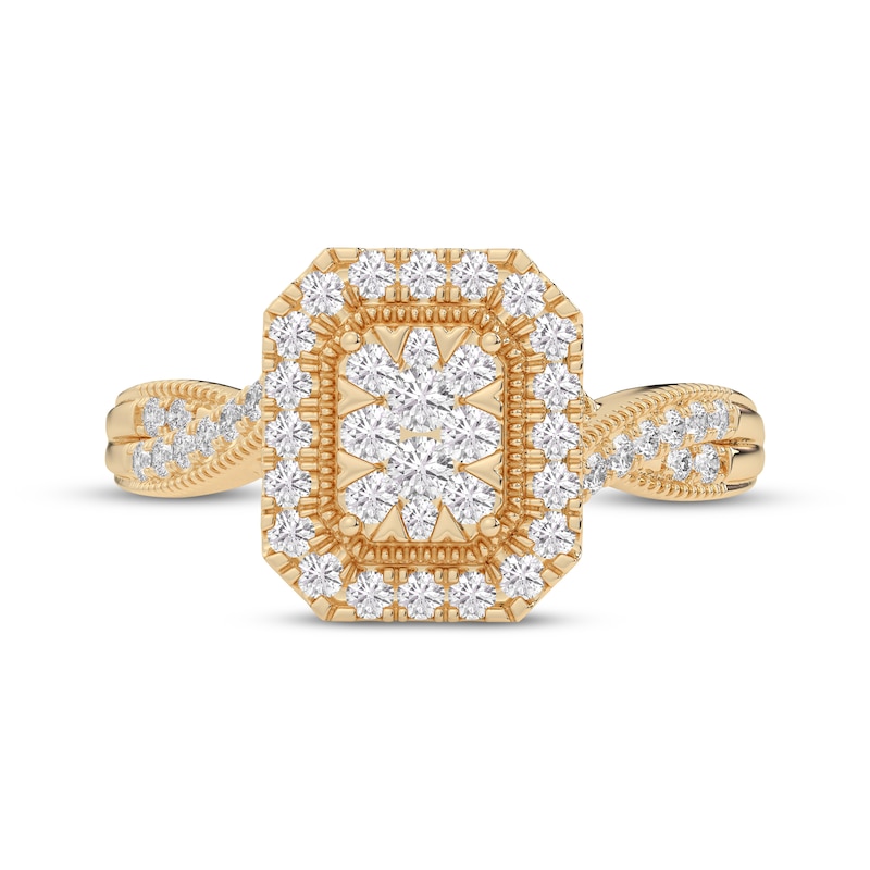 Main Image 3 of Multi-Diamond Octagon Halo Engagement Ring 1/2 ct tw 14K Yellow Gold