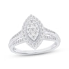 Thumbnail Image 1 of Multi-Diamond Marquise Halo Engagement Ring 1/2 ct tw 14K White Gold